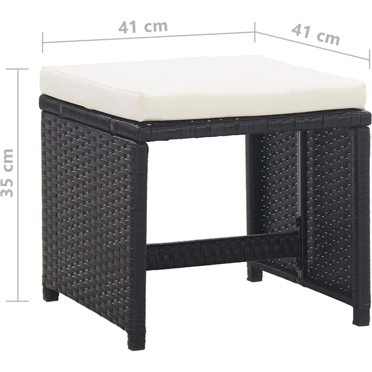 vidaXL 5-tlg. Garten-Essgruppe mit Auflagen Poly Rattan Schwarz 42521 – Bild 6