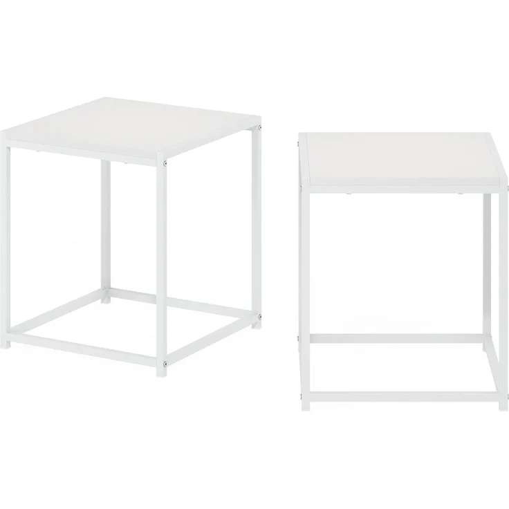 Furinno Camnus Modern Living Beistelltisch, Solides Weiß/Weiß, 2er-Set – Bild 6