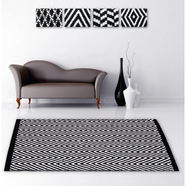 Teppich Läufer Matte Unterlage Vorleger Fußabtreter, breite Auswahl an modernen Fleckerl- und Baumwollteppiche (50x80 cm / Zigzag) – Bild 2