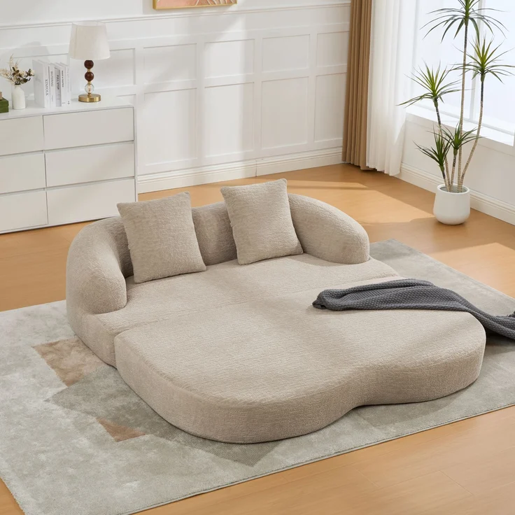 ZUBALIYA Schlafsofa 84x65 cm, mit LED - Beleuchtung, mit Chenille - Bezug, modular aufgebaut, mit Schaumstoffpolsterung – Bild 14