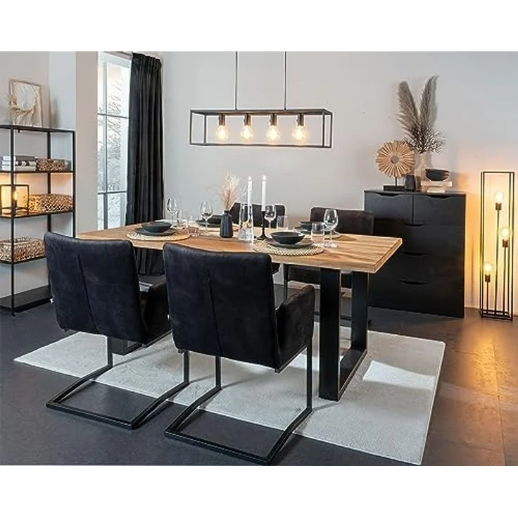 casa NOVA Stehlampe HAMPER, H 120 cm, Ein-/Ausschalter, ohne Leuchtmittel, Metall, schwarz, mit Fußschalter – Bild 7