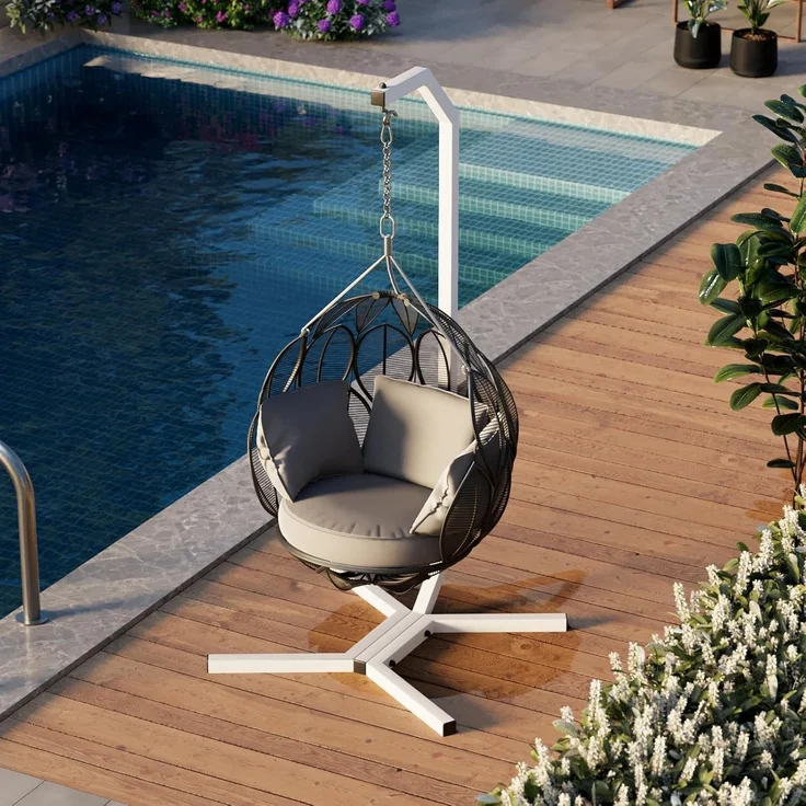 QLS Hängesessel GESTELL aus Stahl mit Haken 203 cm bis 100 kg, Stabil Outdoor pulverbeschichtet Luxus (ohne Hängesessel) – Bild 2