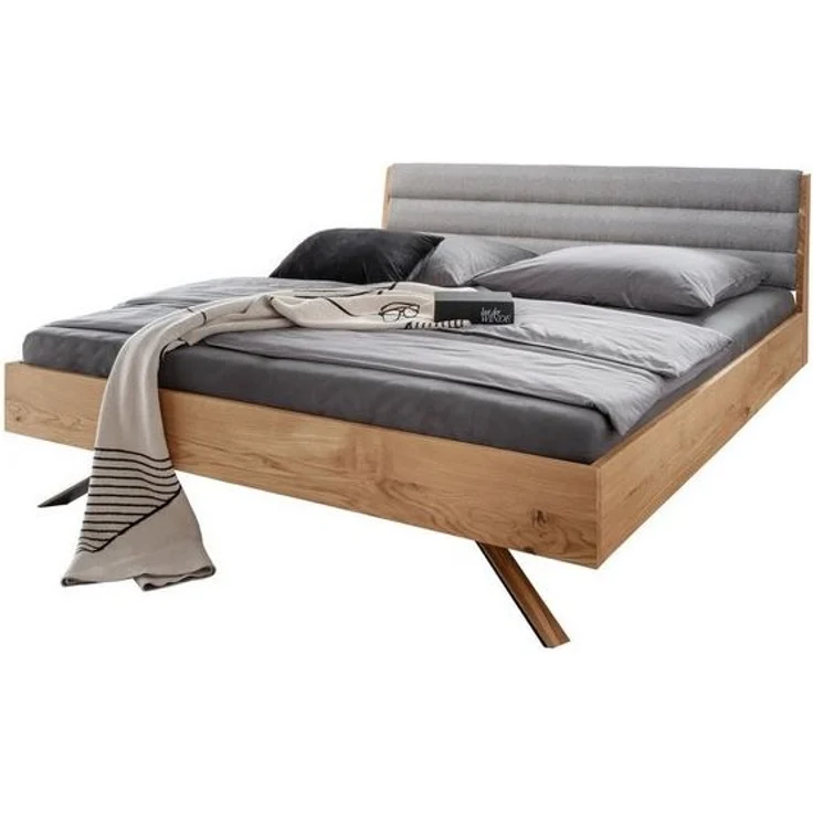 Doppelbett 180x200cm 'Combo II' Wildeiche geölt Polsterkopfteil – Bild 4