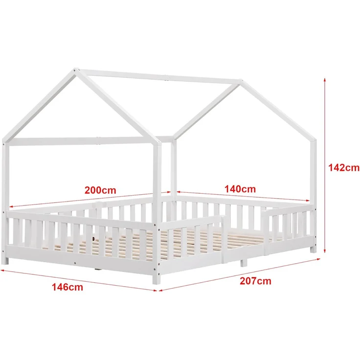 Kinderbett Sisimiut 140x200 cm mit Rausfallschutz Weiß [en. casa] – Bild 8