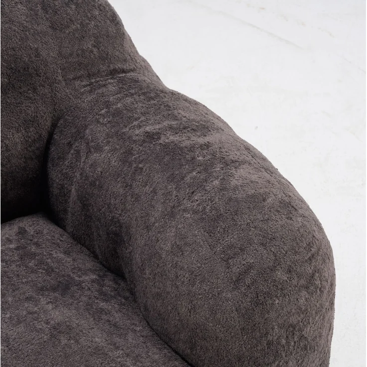 DESVIAE Sitzsack Dunkelgrau aus Kunstfell – 49x45x33 cm – Armlehnen – Bild 6