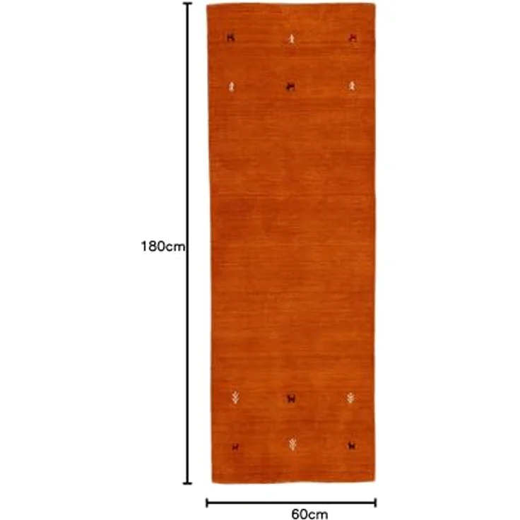 carpetfine 'Gabbeh Uni' Wollteppich, reine Wolle, Orange, 60x180 cm – Bild 3