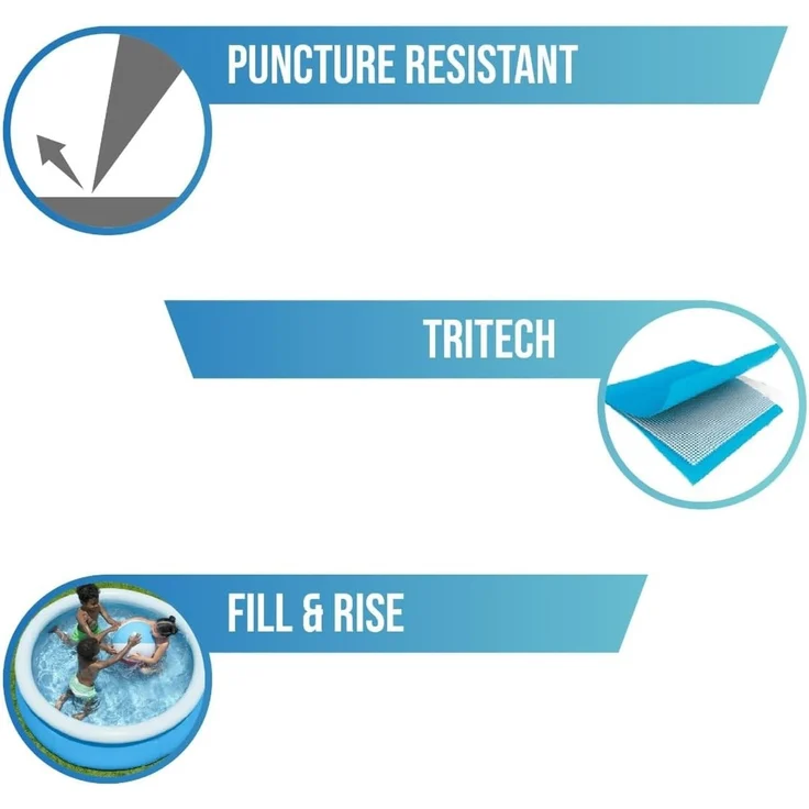 Bestway Fast Set Aufstellpool ohne Pumpe, Ø 183x51 cm, Blau, Rund, 940 Liter, TriTech-Material, Selbstaufbauend, Sicherheitsventil, Inkl. Reparaturflicken – Bild 4