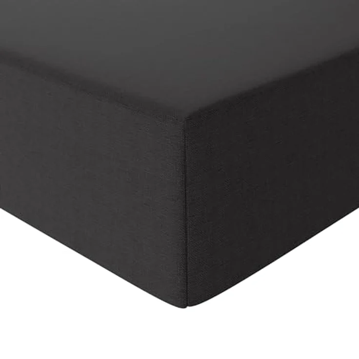 Amazon Basics Spannbetttuch, Mikrofaser, Schwarz, 200 x 200 x 30 cm – Bild 3