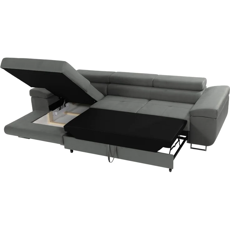 Ecksofa Torezio Mini mit Bettkasten, Schlaffunktion und Einstellbare Kopfstützen (Farbe: Lumo 65, Seite: Links) – Bild 4