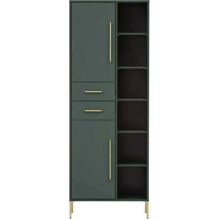 Lomadox Hochschrank KELLA-80 mit offenen Fächern in waldgrün, B/H/T: ca. 67,1/184,3/33,1 cm