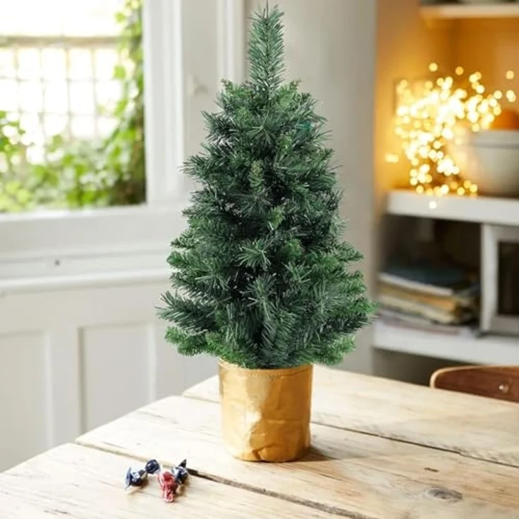 SALCAR 90 cm künstlicher Weihnachtsbaum mit Zementbasis – Kleiner Premium Tischbaum für Innenbereich, perfekte Weihnachtsdekoration – Bild 5