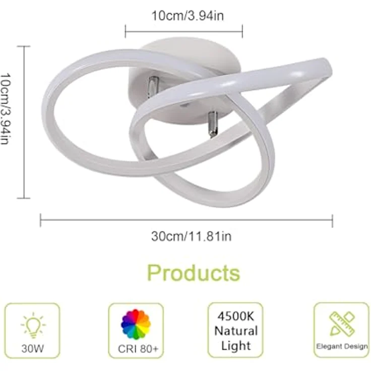 Comely Deckenlampe LED, 30W 3300LM LED Deckenleuchte Modern, Kreative Blumenform LED Deckenbeleuchtung für Schlafzimmer Flur Küche Balkon, 4500K Natürliches Licht, Weiß – Bild 4