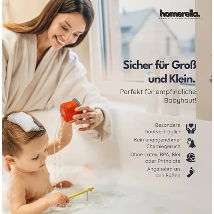 Homerella Badematte rutschfest Hautsensitiv 88x39cm, INKL. AUFHÄNGUNG, Antirutschmatte Badewanne BPA frei, Duschmatte schimmelresistent & maschinenwaschbar – Bild 6