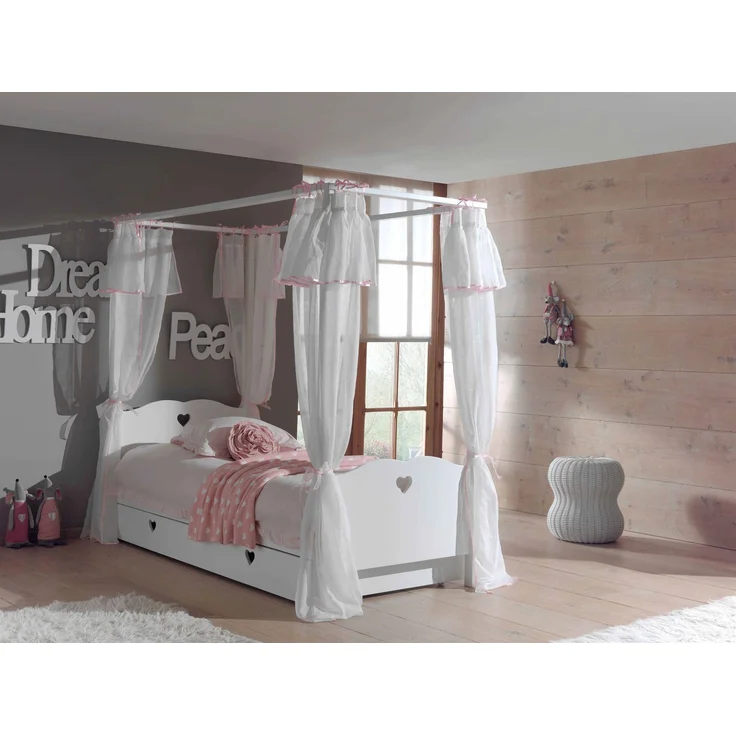 Himmelbett Kamila 211x96x187 Komplettzimmer MDF Weiß – Bild 2