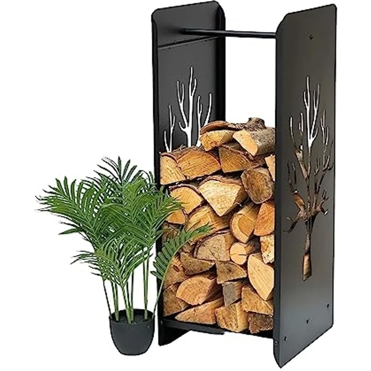 DanDiBo Kaminholzregal Innen Metall Schwarz 100 cm Kaminholzständer 96428 Brennholzregal Schmal Kaminholzhalter – Bild 4