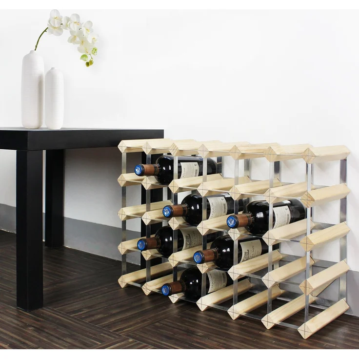Todeco - Weinregal Flaschenregal Weinständer Weinhalter Weinregal Holz für 30, Natürliches Holz – Bild 6