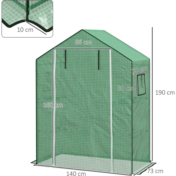 MELAYR, Ersatzabdeckung für Gartengewächshaus 140 x 73 x 190 cm mit Fenster, UV-beständige Tür für den Garten – Grün – Bild 5