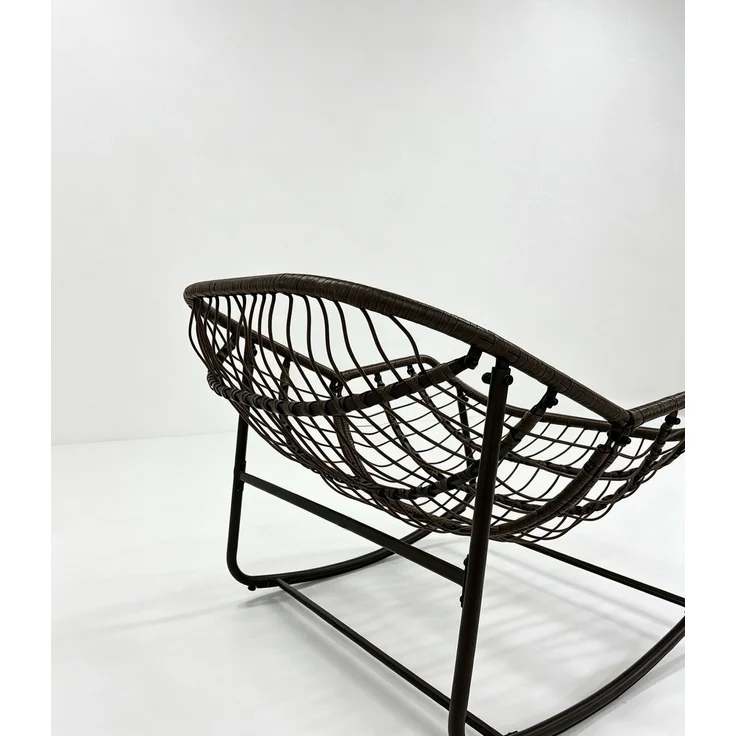 Outdoor-Schaukelstuhl 78 x 106 x 90 cm aus Polyrattan mit Stahlgestell und Polster, Orange – Bild 9