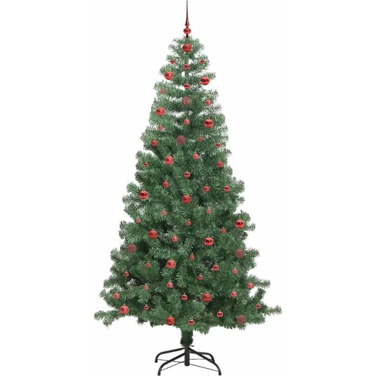 vidaXL Weihnachtsbaum mit LED-Beleuchtung Grün 240 cm PVC und Stahl 3396398 – Bild 4