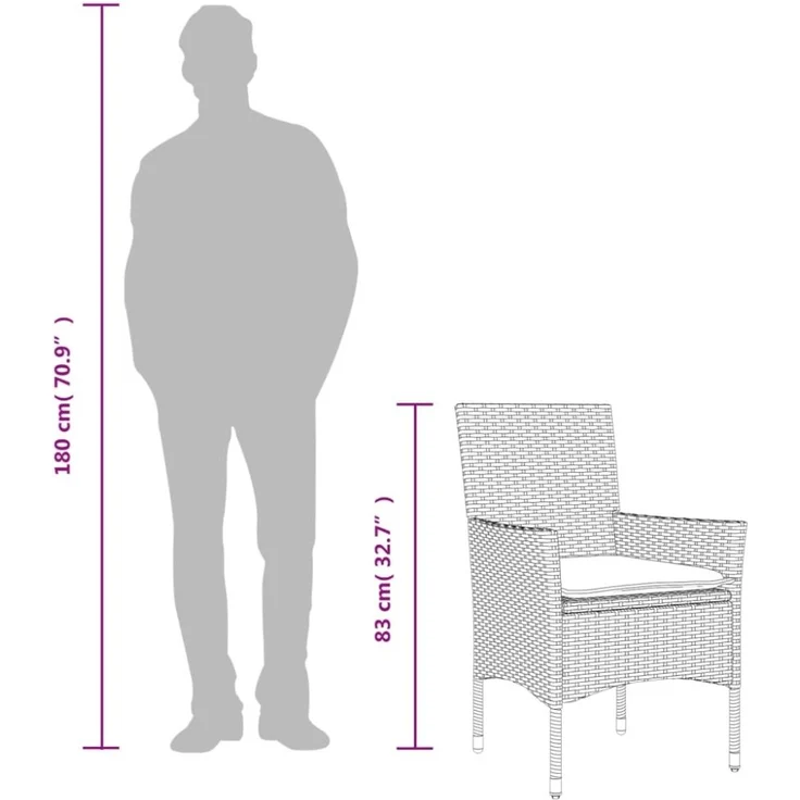 vidaXL 5-tlg. Garten-Essgruppe mit Kissen Grau Poly Rattan und Glas 3278606 – Bild 8