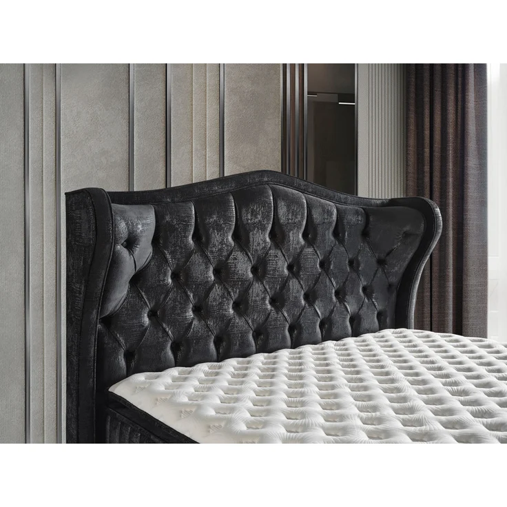 Schlafzimmer-Set "Lavendia" – Bett mit Bettkasten, Nachttisch und Matratze-Anthrazit – Bild 3
