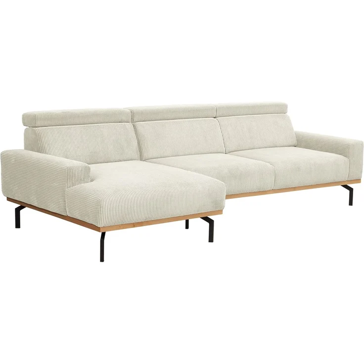 Sofa mit Longchair links Katrien Cordstoff creme – Bild 4