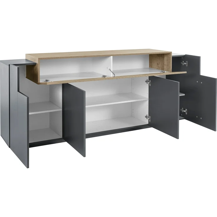 Sideboard >Corona< (BxHxT: 200x85,6x45 cm) in anthrazit matt/Oak – Bild 3