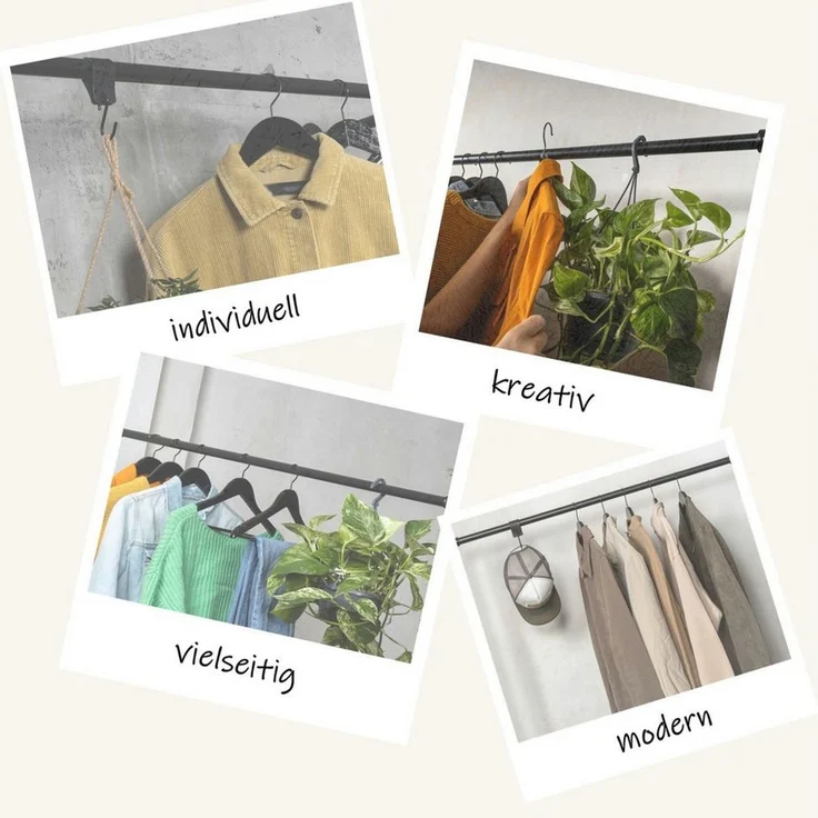RSR Hangers Kleiderstange U-Form Garderobe Industrial Design Deckenmontage Schwarz – Bild 3