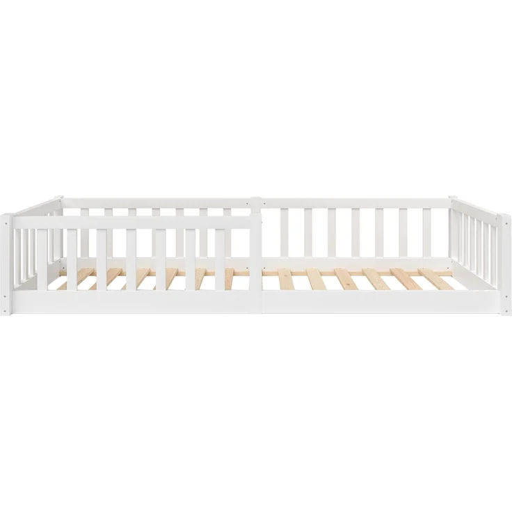 Bellabino 'Vere' Bodenbett 90x200 cm, weiß, Massivholz Kiefer, Montessori Kinderbett mit Rausfallschutz und Lattenrost – Bild 11
