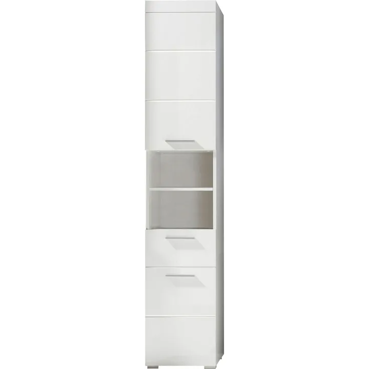trendteam smart living - Hochschrank Badezimmerschrank - Bad - Amanda - Aufbaumaß (BxHxT) 37 x 190 x 31 cm - Farbe Weiß Hochglanz - 139310101