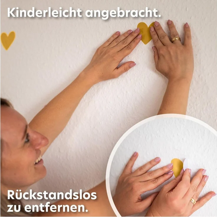 lilimaus Wandsticker Herzen / Punkte für Kinderzimmer - Wandtattoo selbstklebend (132 St), Stilvolle Wandtattoos für Baby- und Kinderzimmer, einfach ablösbar – Bild 3