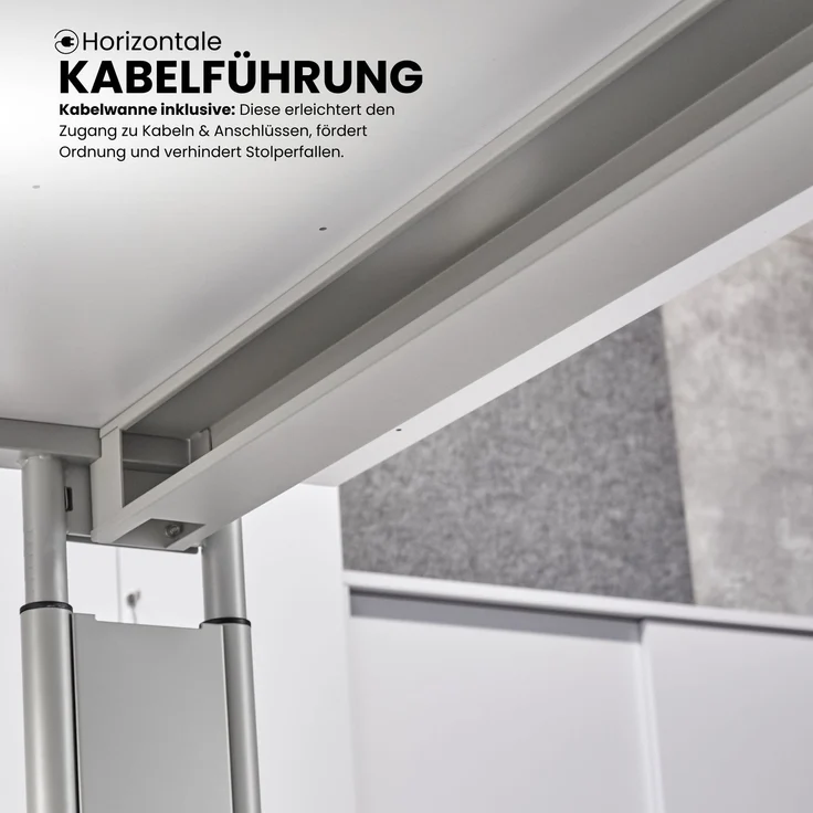 bümö höhenverstellbarer Schreibtisch Z-Serie 200x80 cm in grau, Gestell in Graphit - großer PC Tisch für's Büro manuell höhenverstellbar, Computertisch verstellbar, ZS-20-5-G – Bild 3