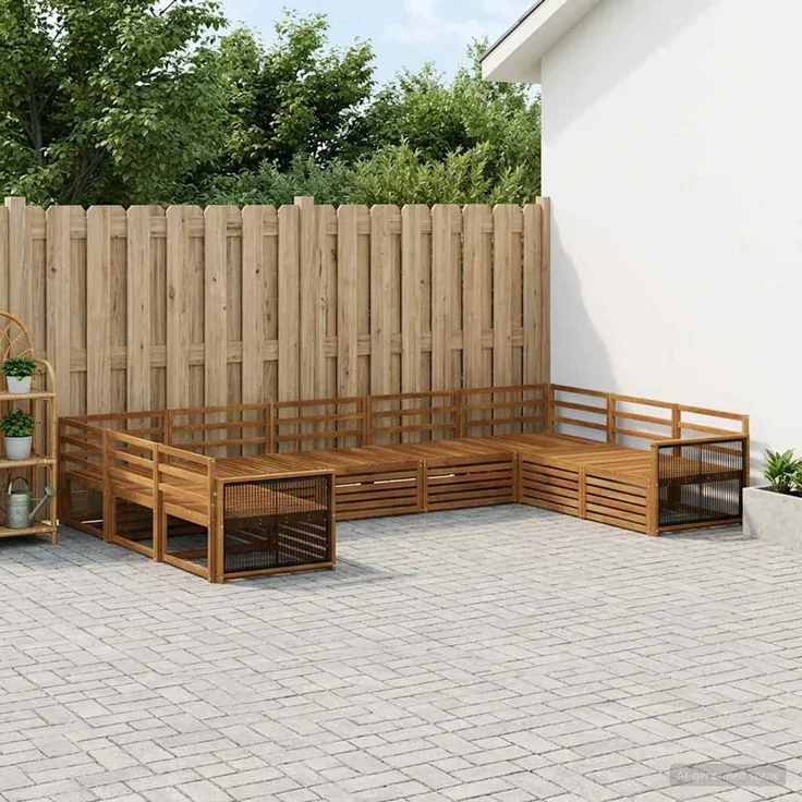 vidaXL Outdoor-Sofagarnitur 9 stk. 9-Sitzer Natur Massivholz Akazie 3383832