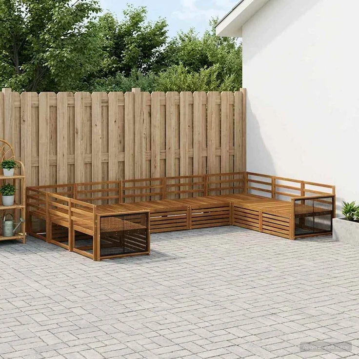 vidaXL Outdoor-Sofagarnitur 9 stk. 9-Sitzer Natur Massivholz Akazie 3383832 – Bild 1