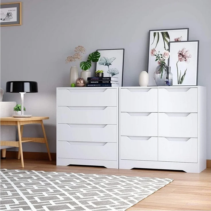 HOMECHO Kommode, Sideboard Weiß Schubladenschrank mit 4 Schubladen – Bild 2