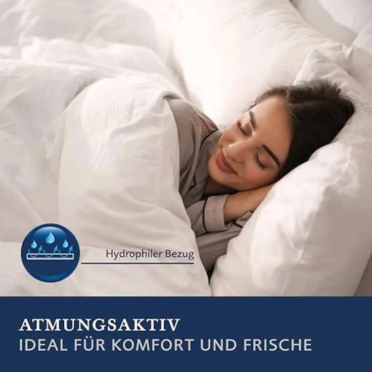 Billerbeck Kopfkissen Gabriela 3-Kammern-Kissen, Daunenkissen mit Gänsedaunen und -Federn, 40 x 80 cm, feste Stützkraft, waschbar bis 60 °C, für Hausstauballergiker geeignet – Bild 2