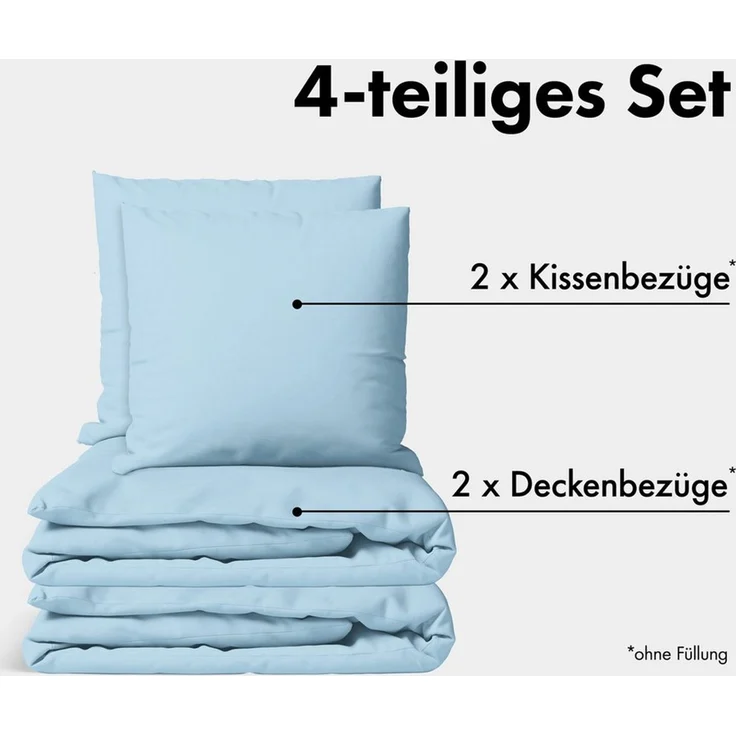 Jacobson Bettwäsche Set - 100% Baumwolle, Perkal, 4 teilig, Erhältlich in den Größen 135x200, 155x220, 200x200, 200x220, 240x220 – Bild 2