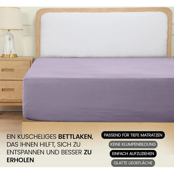 Utopia Bedding - Spannbettlaken 140x200 cm - Lavendel - Gebürstete Polyester-Mikrofaser Spannbetttuch - 35 cm Tiefe Tasche – Bild 6
