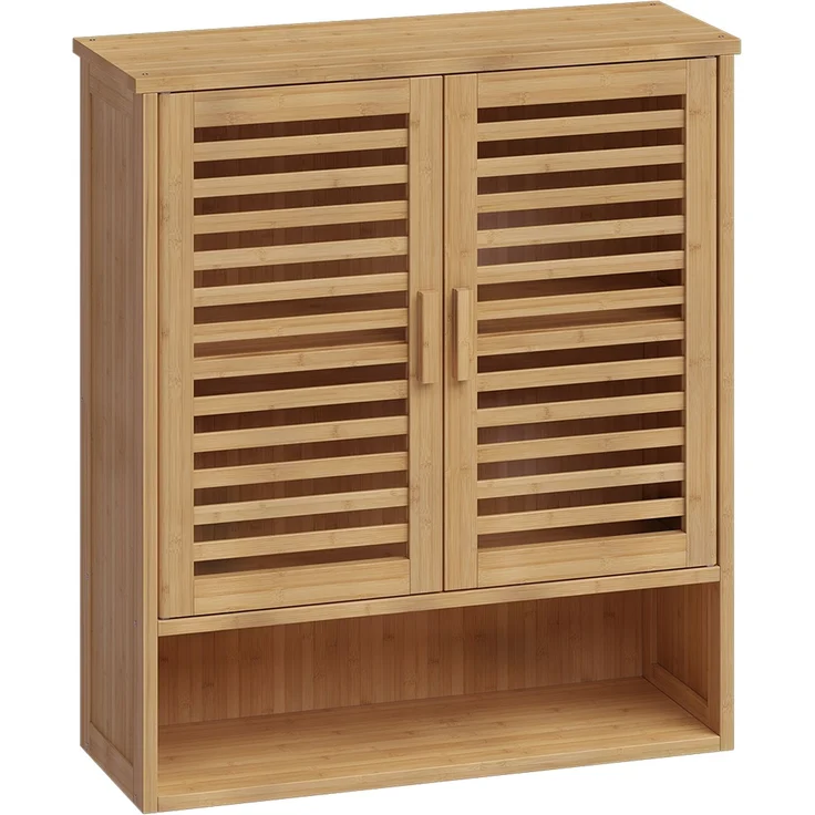 Bellamio 'Newa' Badezimmer Hängeschrank, Bambus, natur, 66x21x59 cm, Badezimmerschrank mit 3 Ablagefächern – Bild 7