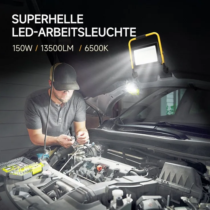 Aigostar Baustrahler Aigostar LED Baustrahler 100W mit Schalter,9000LM,4M Kabel,IP65,6500K