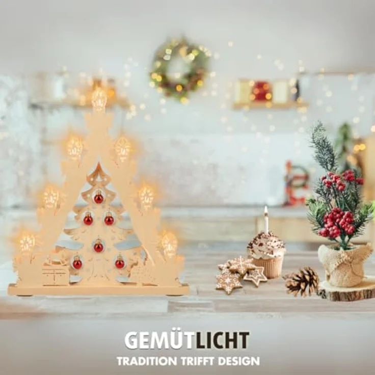 Weigla LED Lichterbogen Weihnachtsbaum mit Kugeln, Made in Germany (1-tlg), Lichterspitze, 7-flammig – Bild 5