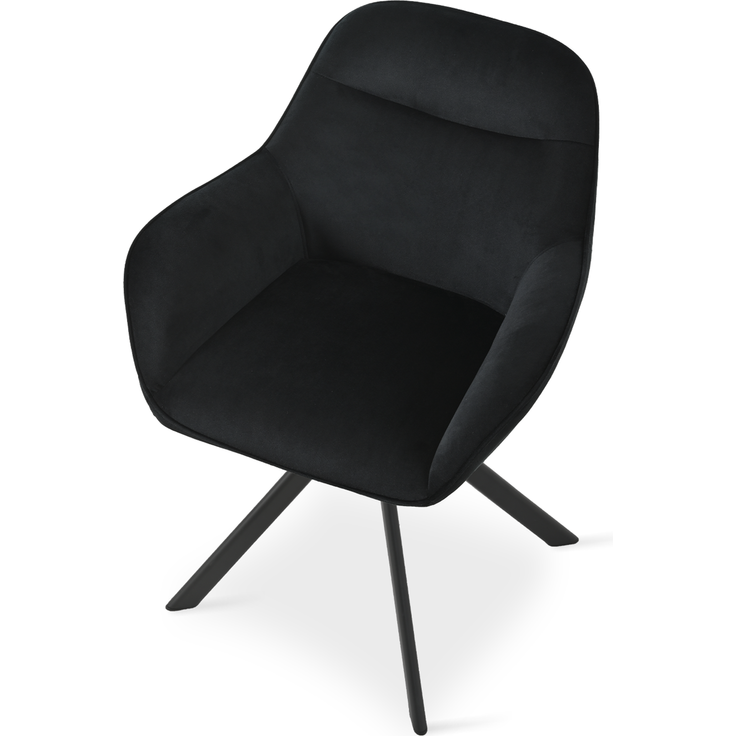 GOEURVANT 1370 Esszimmerstühle 6er-Set mit Armlehnen, 360° Drehbar, Samt - Schwarz – Bild 5