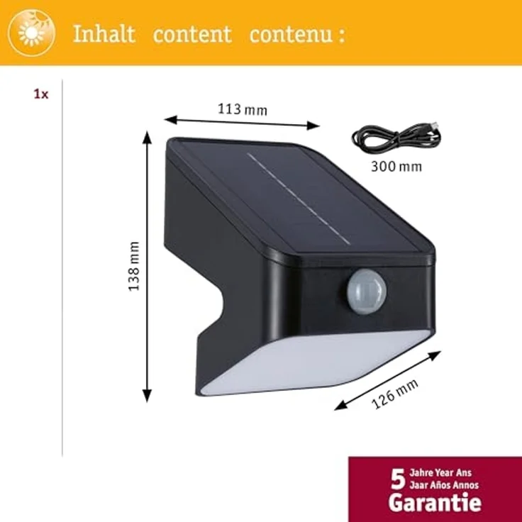 Paulmann 94608 Solar LED Wandfluter Lesly IP65 3000K Bewegungsmelder – Bild 6