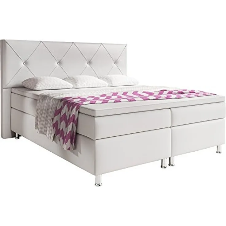 Boxspringbett Oxford 180x200 cm Kunstleder Weiß