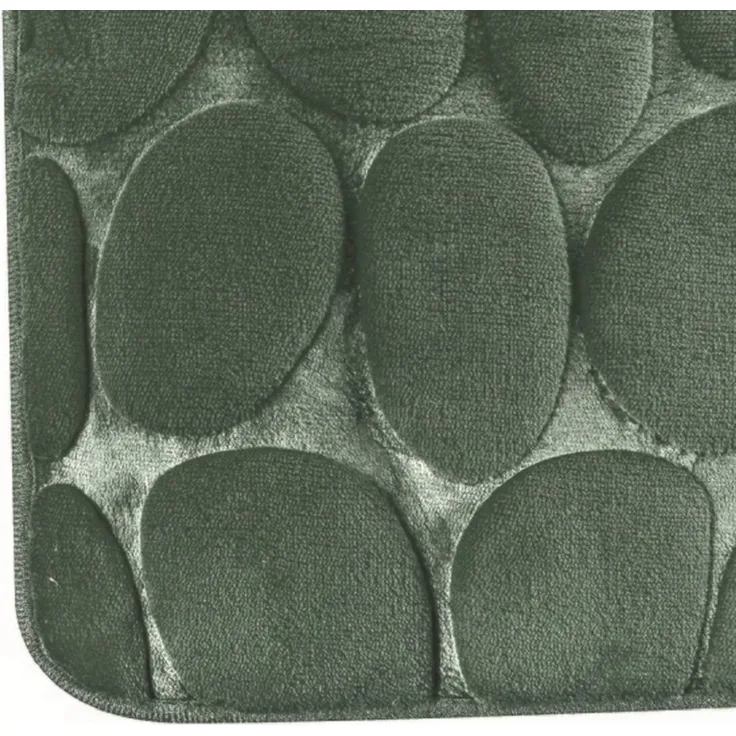 MSV Badematte KIESELSTEIN, rutschhemmende Beschichtung, für Fußbodenheizung geeignet, strapazierfähig, waschbar, schnelltrocknend, Microfaser, PVC, aus super-weicher Microfaser, in 2 Größen und vielen trendigen Farben erhältlich, 40 x 60 cm, dunkelgrün