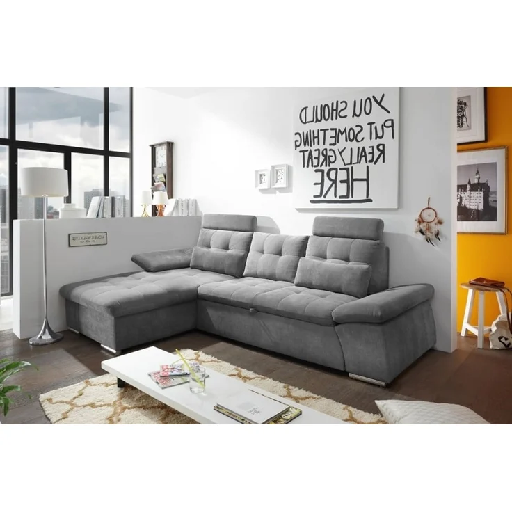 ED Exciting Design Nalo – Modernes Schlafsofa mit Bettkasten, verstellbaren Armlehnen und luxuriöser Uran Mikrofaser. Inklusive zwei Kopfstützen, in verschiedenen Farben wählbar – Bild 2