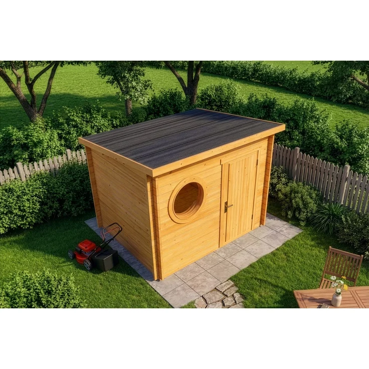 Alpholz Gartenhaus Maria-Rondo 44 A Gartenhaus aus Holz in Pinie Holzhaus mit 44 mm Wandstärke Blockbohlenhaus mit Montagematerial – Bild 4