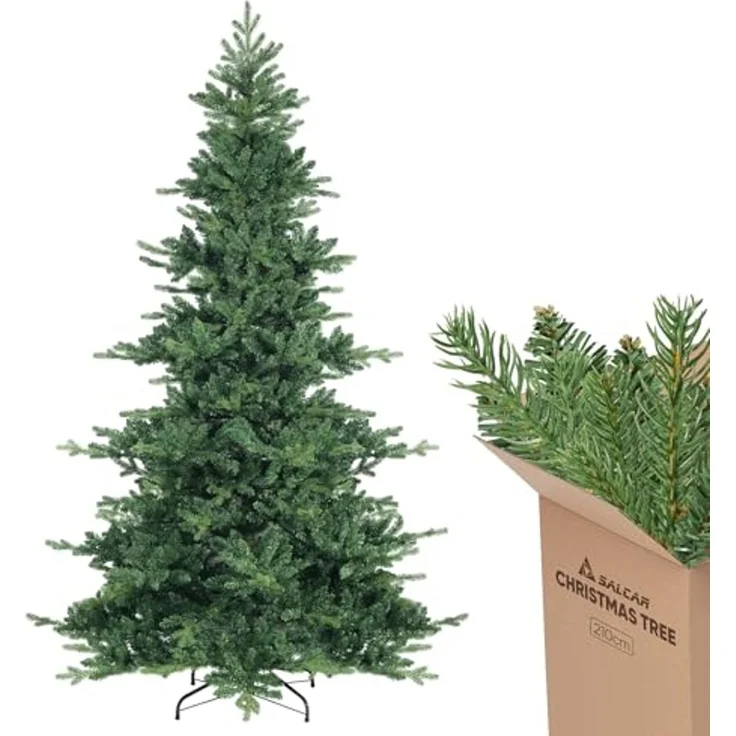 SALCAR Künstlicher Weihnachtsbaum 210 cm, Tanne, PVC and PE, Klapp-Schirmsystem, 130 cm Durchmesser – Bild 1