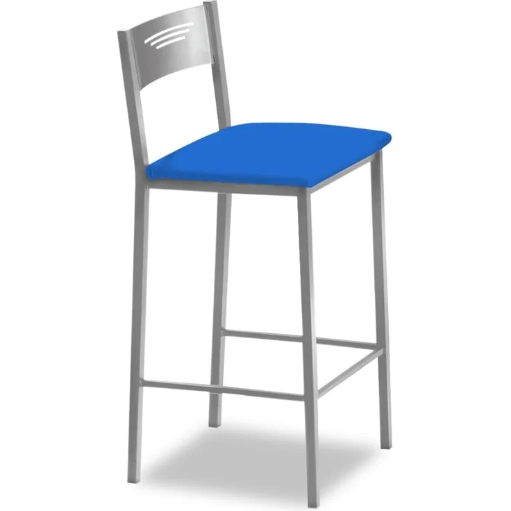 ASTIMESA - Hohe Küchenhocker mit Rückenlehne - Gestell aus Aluminium und Sitzfläche aus Kunstleder - Farbe des Sitzes: Blau, Lieferumfang: 1 Stück, Maße: 90 cm (Gesamthöhe) – Bild 1