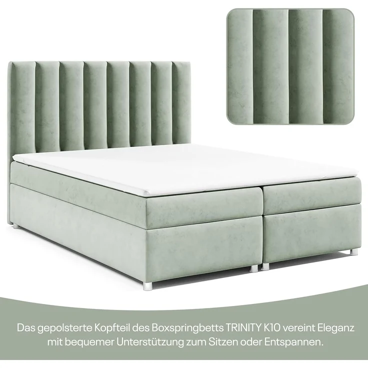 Best for Home Boxspringbett mit Bettkasten Trinity K-10 Bonellfederkern inkl. 7 cm Topper (140x200 160x200 180x200 200x200 cm, 140x200 160x200 180x200 200x200 cm), Handwerksqualität, TOP Preis-Leistungs-Verhältnis – Bild 3